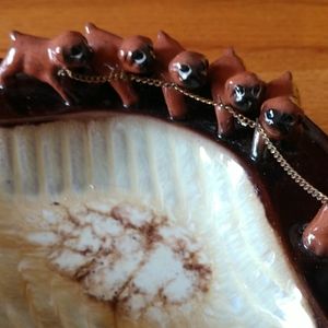 VINTAGE CIGAR ASHTRAY Boxer with Pups in Tow